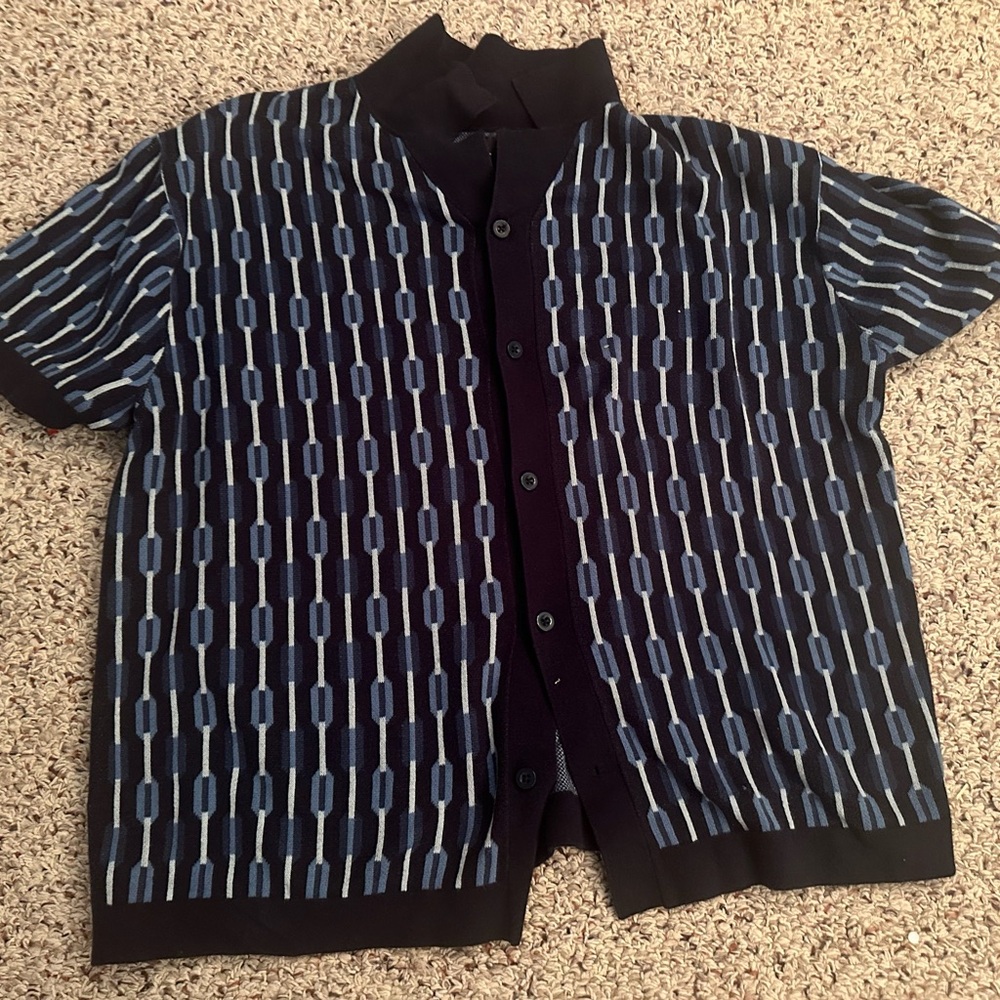 Geometric Patterned Short Sleeve Cardigan